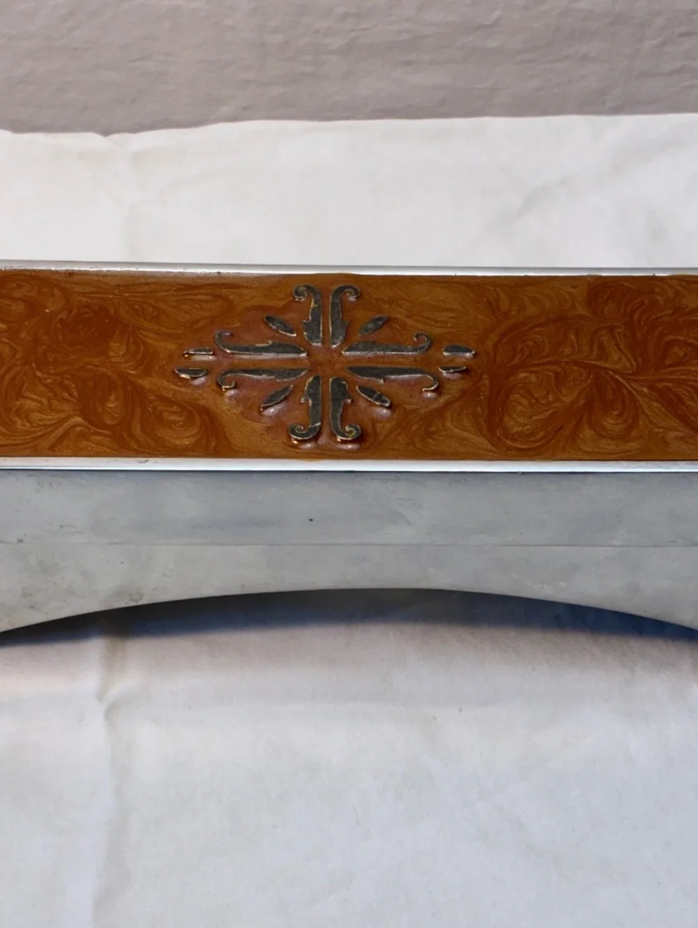 Vintage lidded metal and enamel Candle Holder
